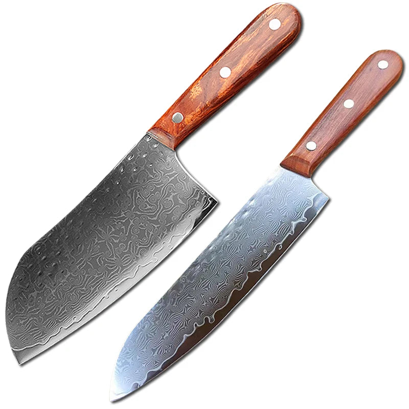 Cuchillo de cocina japonés de acero de Damasco de 67 capas para cortar carne, cuchillo Santoku, cuchillo de sushi y herramientas de cocina profesionales.