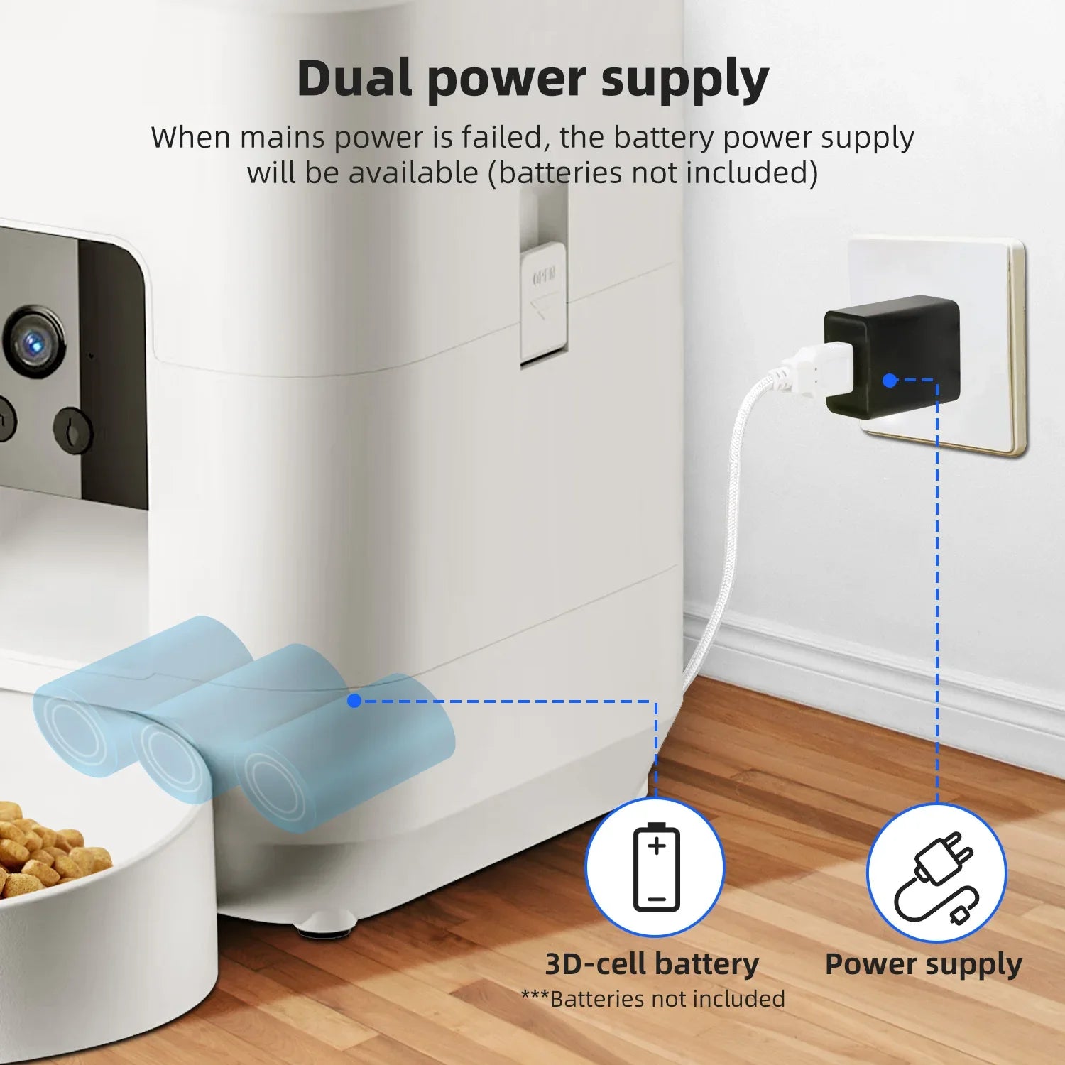 Comedero automático inteligente para mascotas de 2 litros con Wi-Fi y cámara HD 1080P, control por aplicación para alimentar a perros y gatos a distancia.