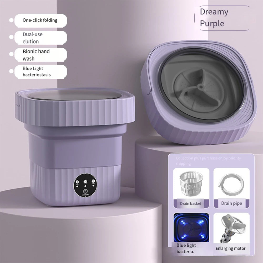 Lavadora portátil plegable de 6L y 11L con centrifugadora para ropa, ropa interior y calcetines, ultrasónica, para viajes y hogar. Mini lavadora de 110V y 220V.
