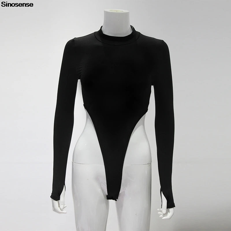 Bodysuits de manga larga con cuello alto para mujer, ideales para otoño, salidas nocturnas, fiestas y eventos informales.