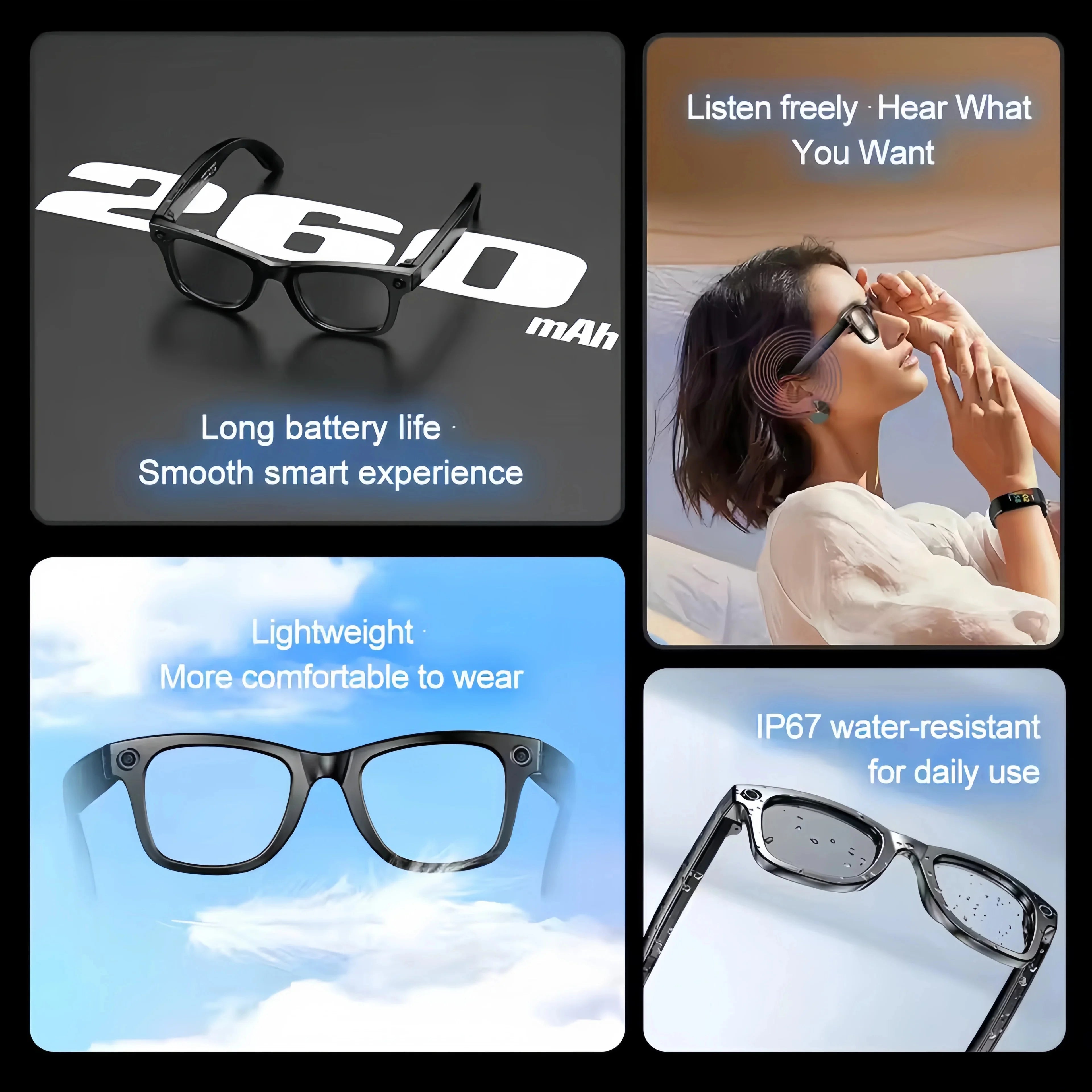 Gafas de sol inteligentes 2025 con IA, cámara de vídeo de 8 MP, traducción, Bluetooth, llamadas, reproducción de música, para hombres y mujeres, grabación al 100%.