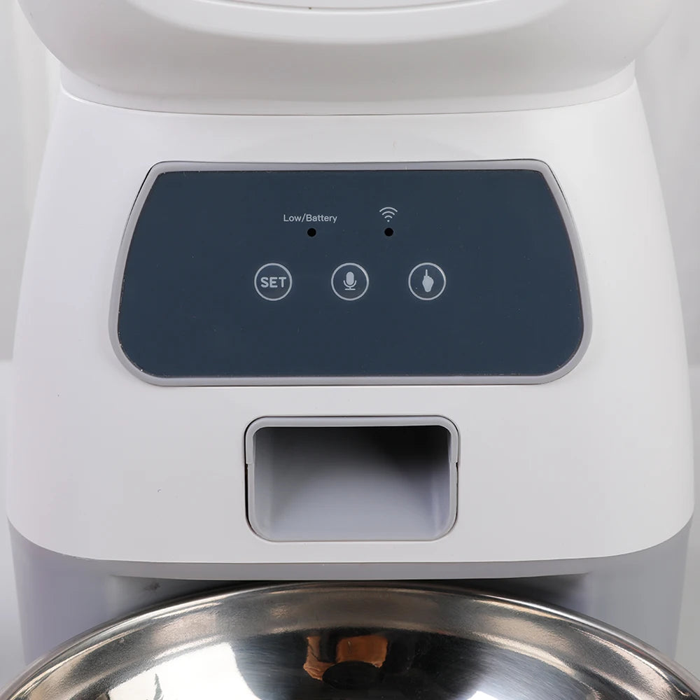 Comedero automático para mascotas de 3,5 L para gatos, WiFi, Smart Swirl, comedero lento para perros con grabadora de voz, dispensador de comida para gatos de gran capacidad con temporizador.