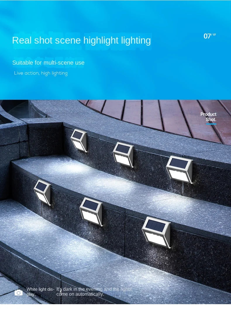 Lámpara solar de jardín para exteriores, decoración de jardín, luz para escaleras, luz para patio, luz de pared para paisaje