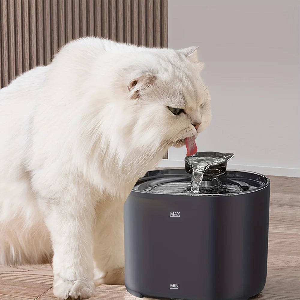 1 fuente de agua para mascotas de 2,2 L con dispensador automático de agua, agua potable fresca y filtrada, y funcionamiento silencioso.