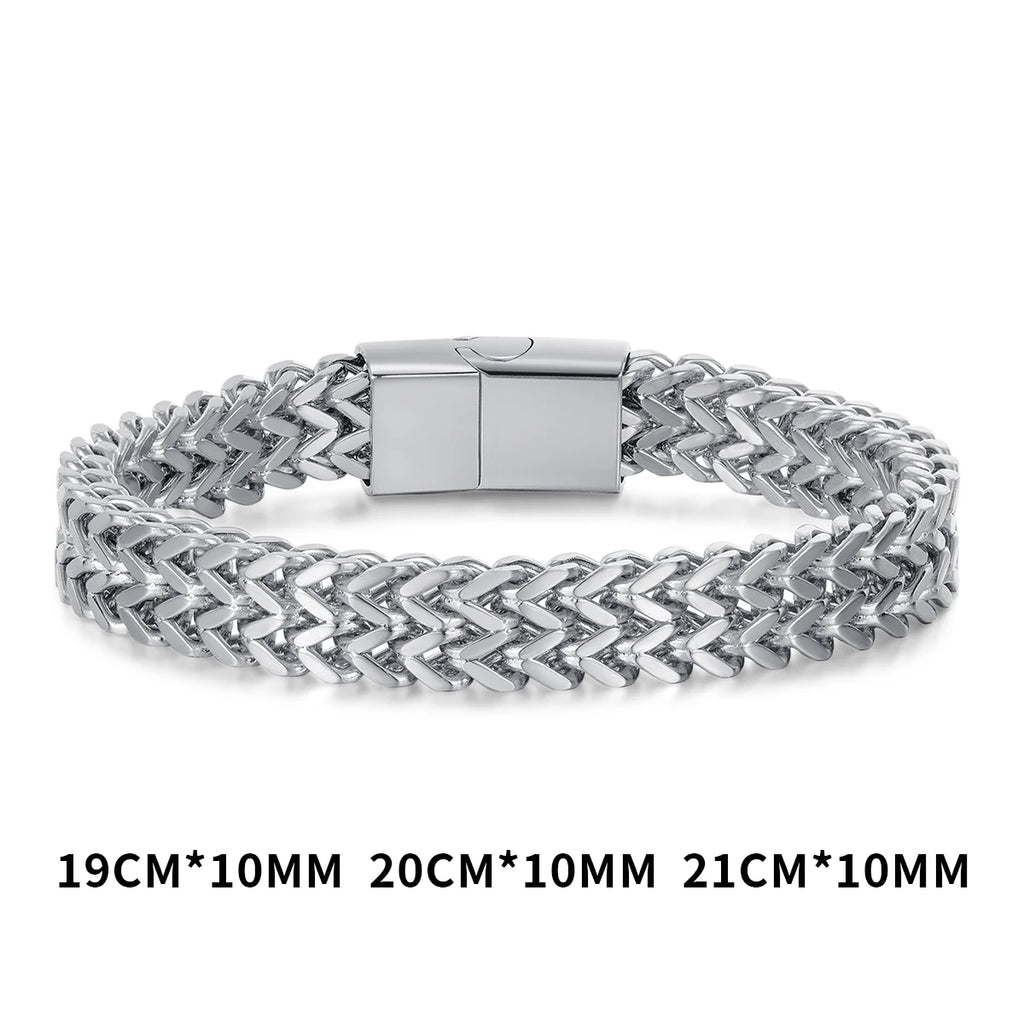 Pulsera cubana de moda para hombre, pulsera de acero inoxidable para mujer, pulsera unisex para pareja, cadena de muñeca, joyería