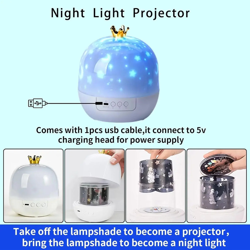Proyector creativo de fantasía con rotación de 360°, 15 tipos de diapositivas.