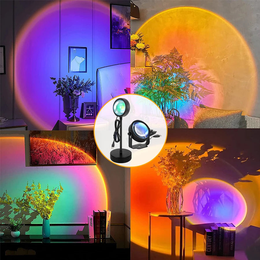 Lámpara inteligente de puesta de sol Tuya, proyector USB de puesta de sol.