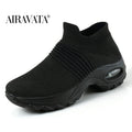 Zapatos casuales para mujer, zapatillas deportivas gruesas, zapatos de plataforma para caminar, mocasines casuales de punto a la moda, tallas 35-42
