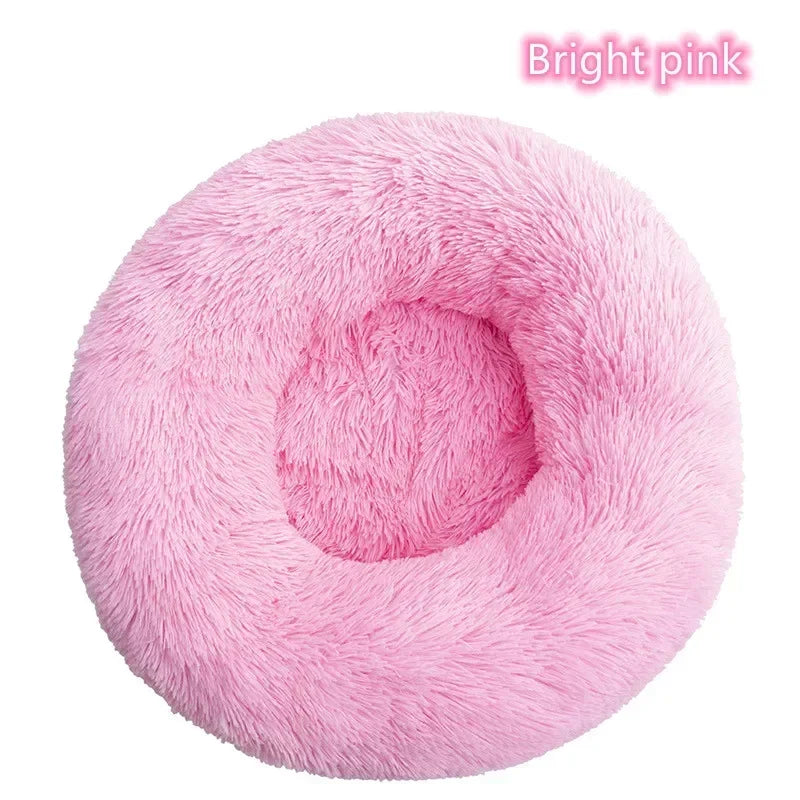 Cama para gatos de pelo largo ultrasuave, de felpa lavable, cama relajante tipo donut, cómoda y funcional.