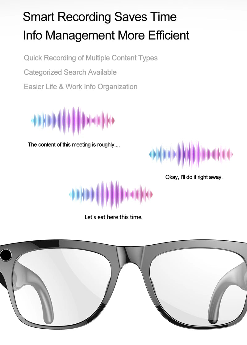 Gafas inteligentes 4K HD con IA, fotocromáticas, multifunción, Bluetooth, llamadas, asistente de voz, reproductor de música, traductor y cámara.