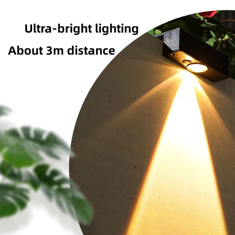 Luces solares LED para jardín, potentes y brillantes, para exteriores, con luz solar directa, IP65, lámpara de pared impermeable para patio, jardín, balcón y valla.