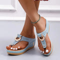 Sandalias de verano para mujer 2024, sandalias de cuña con plataforma de talla grande, chanclas antideslizantes con punta abierta, zapatos de playa cómodos para mujer