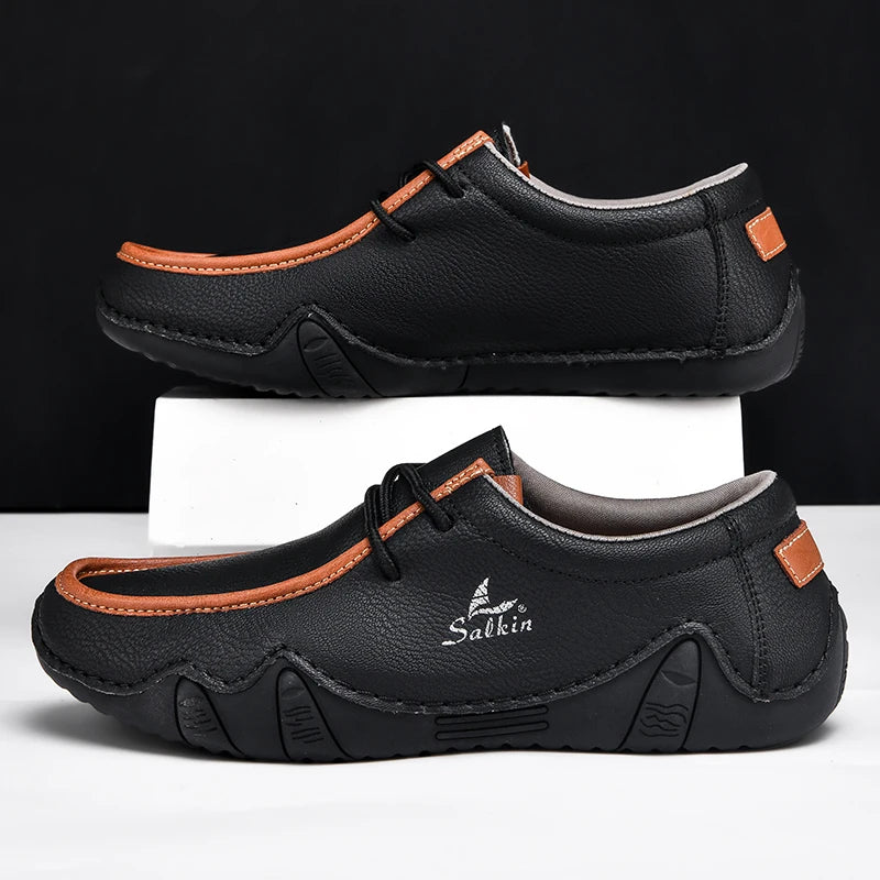 Zapatillas de moda para mujer, hechas a mano, de cuero, estilo casual, con plataforma, mocasines, transpirables, para conducir, tallas grandes.