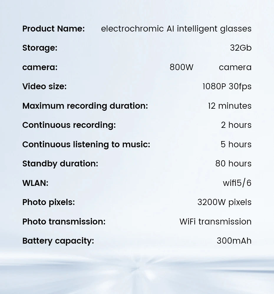 Gafas inteligentes 2026 800W HD Foto Video Grabación IA Traducción Lentes fotocromáticas táctiles Llamadas Bluetooth Música Gafas multifunción