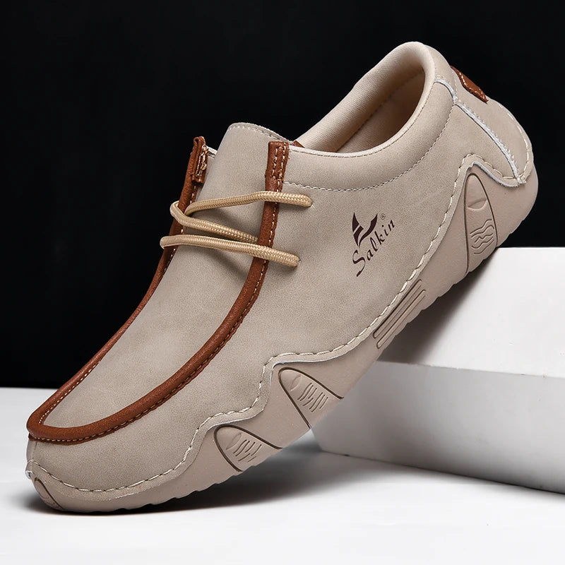 Zapatillas de moda para mujer, hechas a mano, de cuero, estilo casual, con plataforma, mocasines, transpirables, para conducir, tallas grandes.