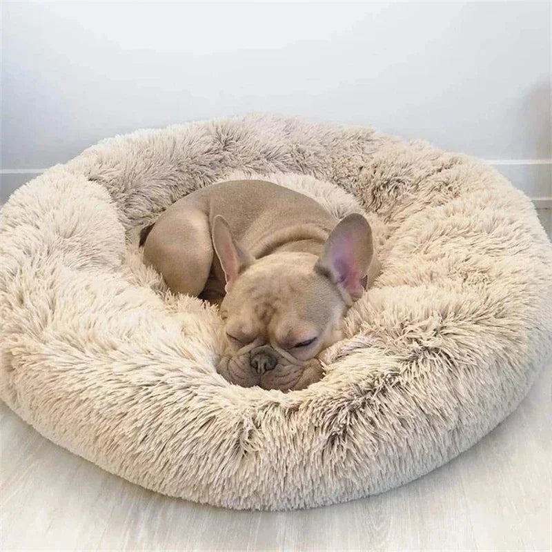 Cama para gatos de pelo largo ultrasuave, de felpa lavable, cama relajante tipo donut, cómoda y funcional.