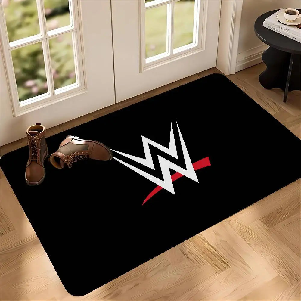 Alfombra de dormitorio y baño retro con diseño de estrella de lucha libre de la WWE.