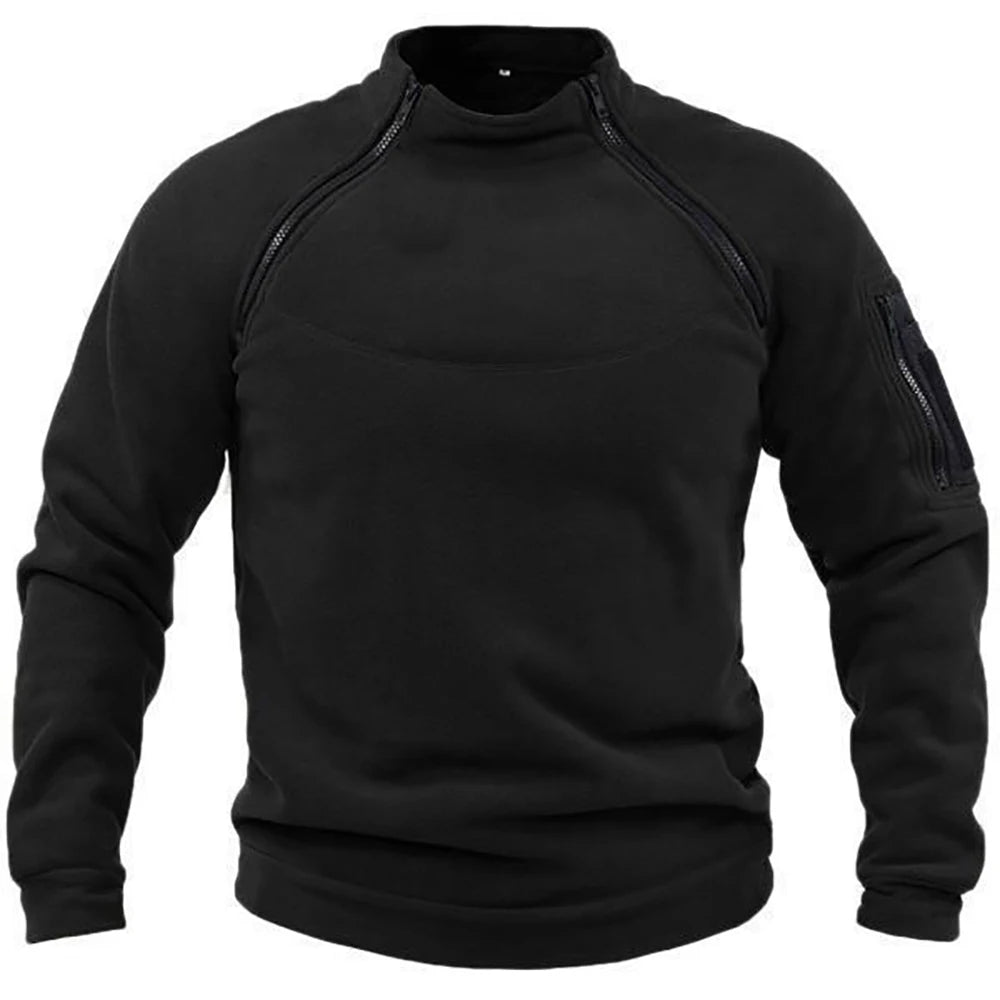 Sudadera táctica con capucha para hombre, estilo militar, para actividades al aire libre, manga larga, con cremallera, forro polar, resistente al viento, térmica, para senderismo, camping y uso militar.