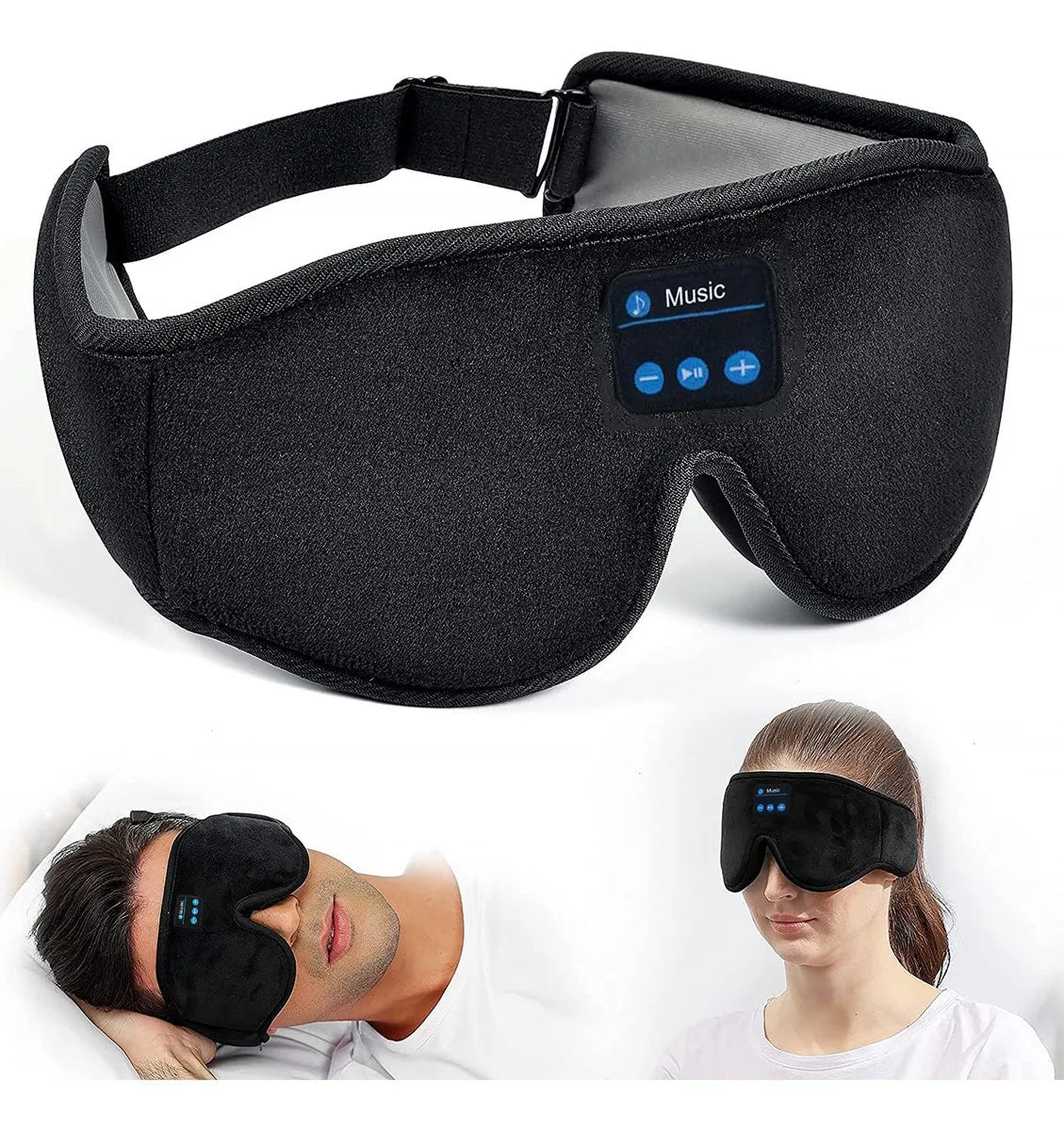 Auriculares para dormir 3D Bluetooth 5.0 con diadema, inalámbricos, transpirables, con antifaz musical, ideales para quienes duermen de lado y para viajes en avión.