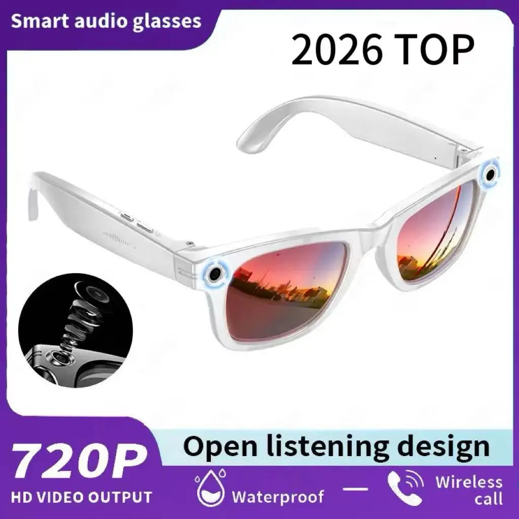 Gafas inteligentes con IA 2026 con cámara de 8 MP, grabación de video, traducción a más de 100 idiomas, Bluetooth, llamadas y reproducción de música. Para hombres y mujeres.