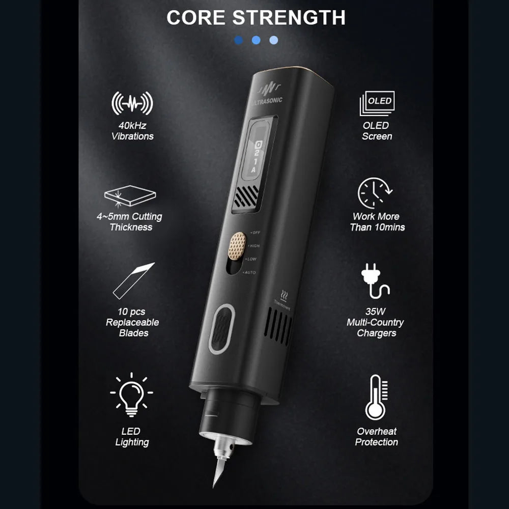 Cuchillo de corte ultrasónico JAKEMY de 35 W y 40 kHz, cortador y pulidor ultrasónico portátil 2 en 1 para cortar, lijar y pulir.