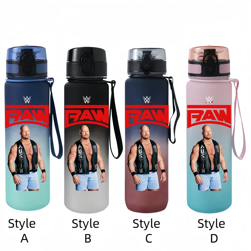 Vaso de agua portátil de 650 ml con personajes de anime y lucha libre.
