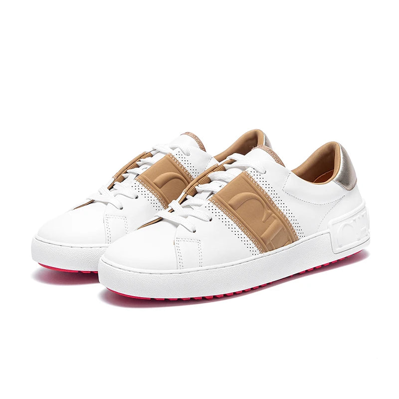 Zapatos casuales para mujer, blancos, con suela plana, tecnología de equilibrio, plantilla de presión, zapatillas cómodas, marca de lujo, novedad 2025