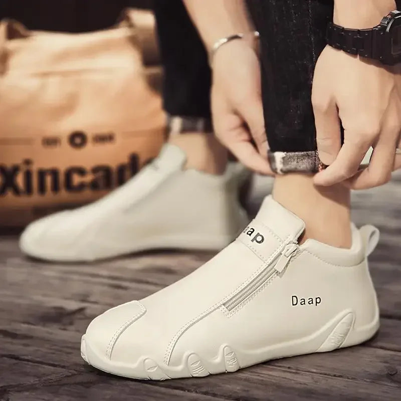 Zapatos casuales nuevos para hombre 2024, botines de lujo con punta redonda, zapatos ligeros sin cordones para caminar, zapatillas altas cómodas para hombre, ideales para actividades al aire libre.