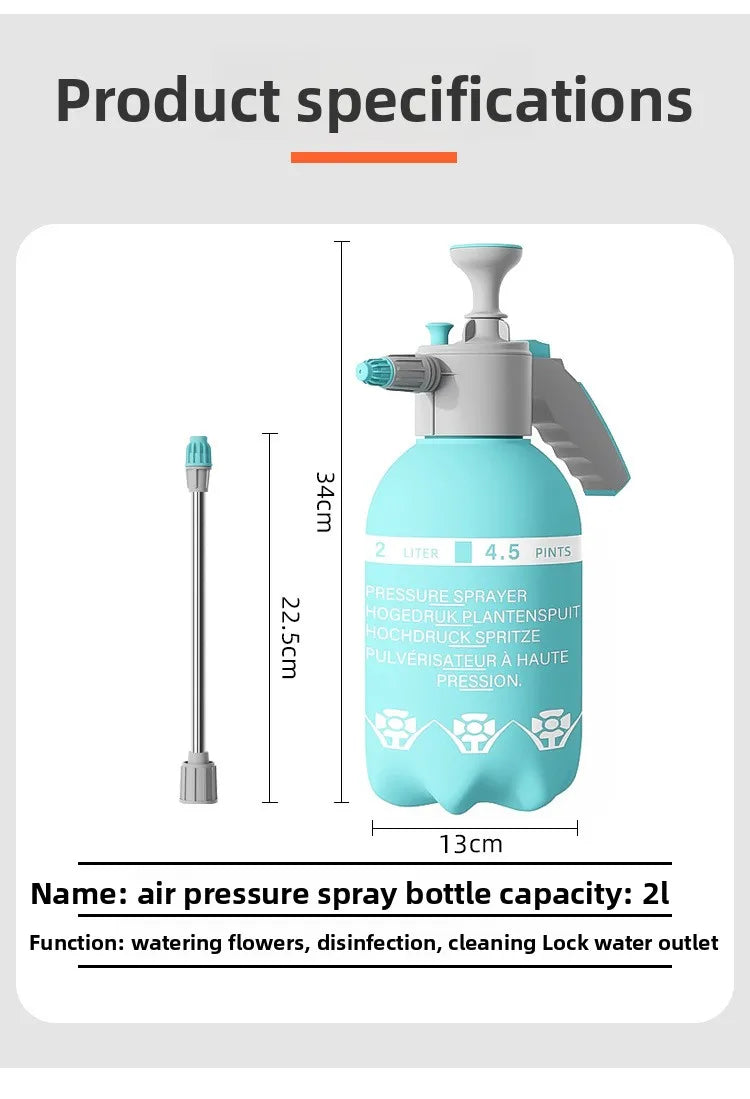 Regadera con mango extendido, pulverizador manual de presión de aire, regadera para plantas, maceta con pulverizador reforzado de presión de aire.