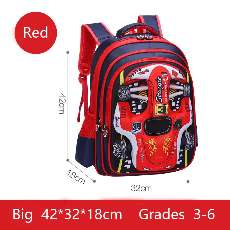 Mochila infantil personalizada con diseño de coche 3D para niño, divertida mochila escolar de dibujos animados para niños, mochila elegante para niños, duradera e impermeable.