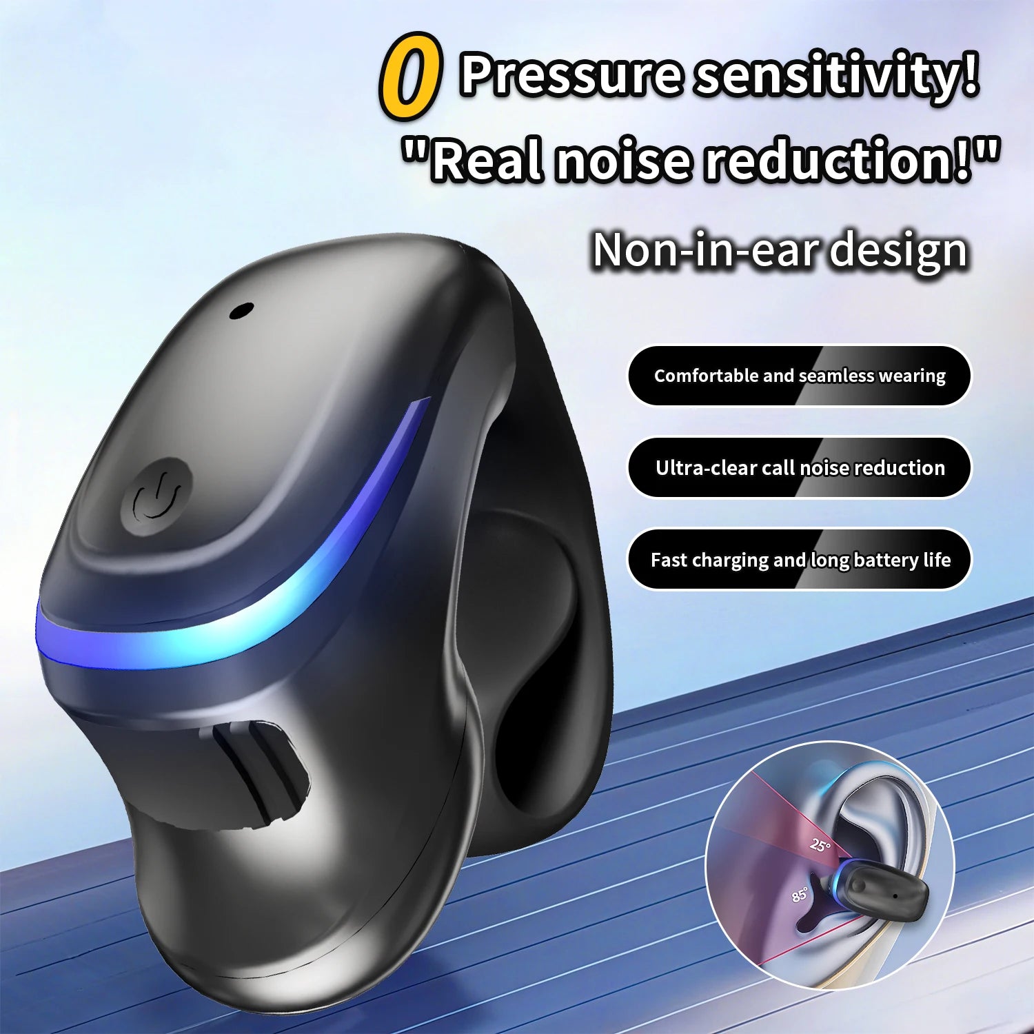 Auriculares inalámbricos Bluetooth de conducción ósea 5.3 con clip parlante, uso prolongado sin dolor, batería de muy larga duración