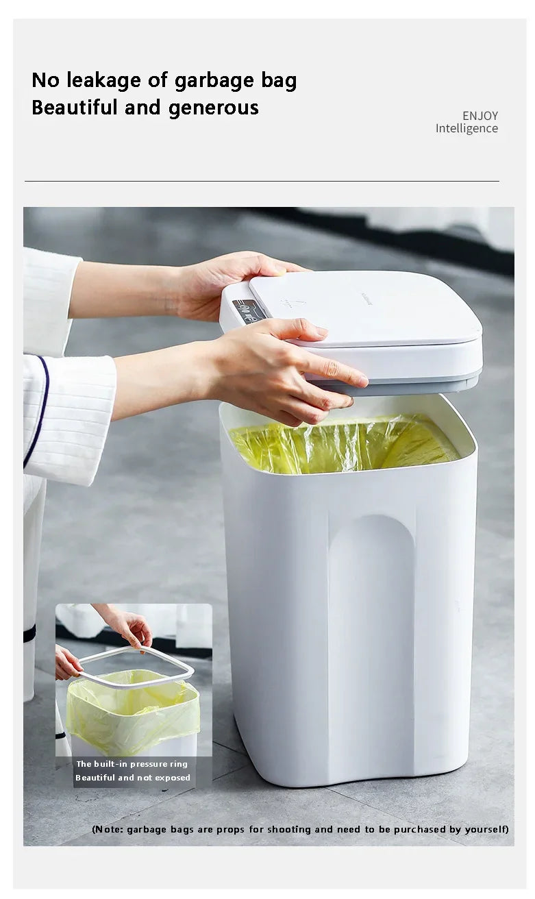 Cubo de basura inteligente de 12-16 litros con sensor automático, contenedor eléctrico impermeable para cocina y baño, para reciclaje y basura.