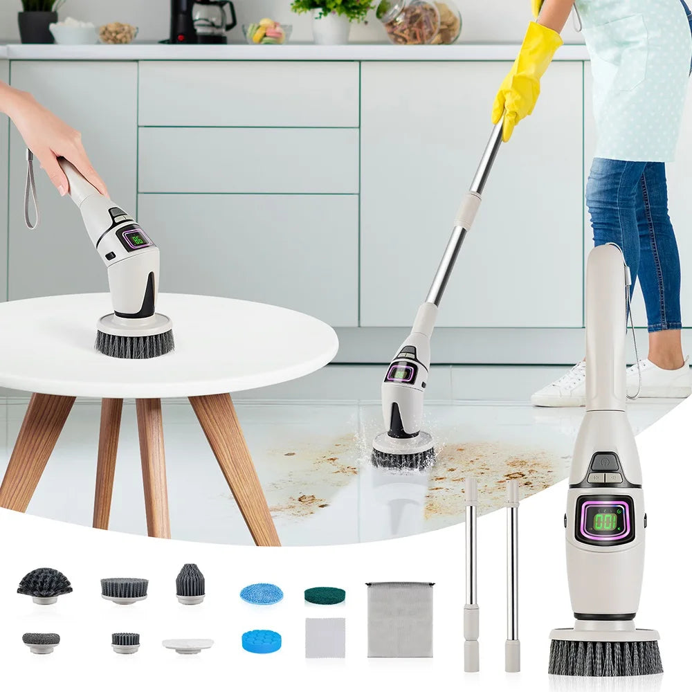 Cepillo de limpieza eléctrico 10 en 1, cepillo de limpieza eléctrico inalámbrico, cepillo de limpieza giratorio, cepillo de limpieza para ducha, cocina, baño y hogar.
