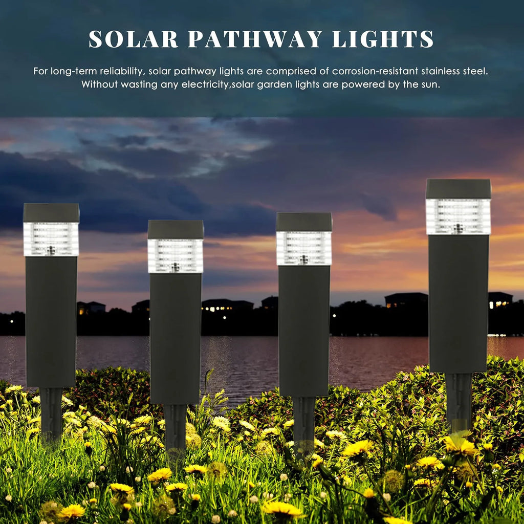 Luces solares para jardín, luces solares LED para caminos exteriores, iluminación paisajística impermeable IP65 para decoración de patios traseros, senderos y entradas de vehículos.