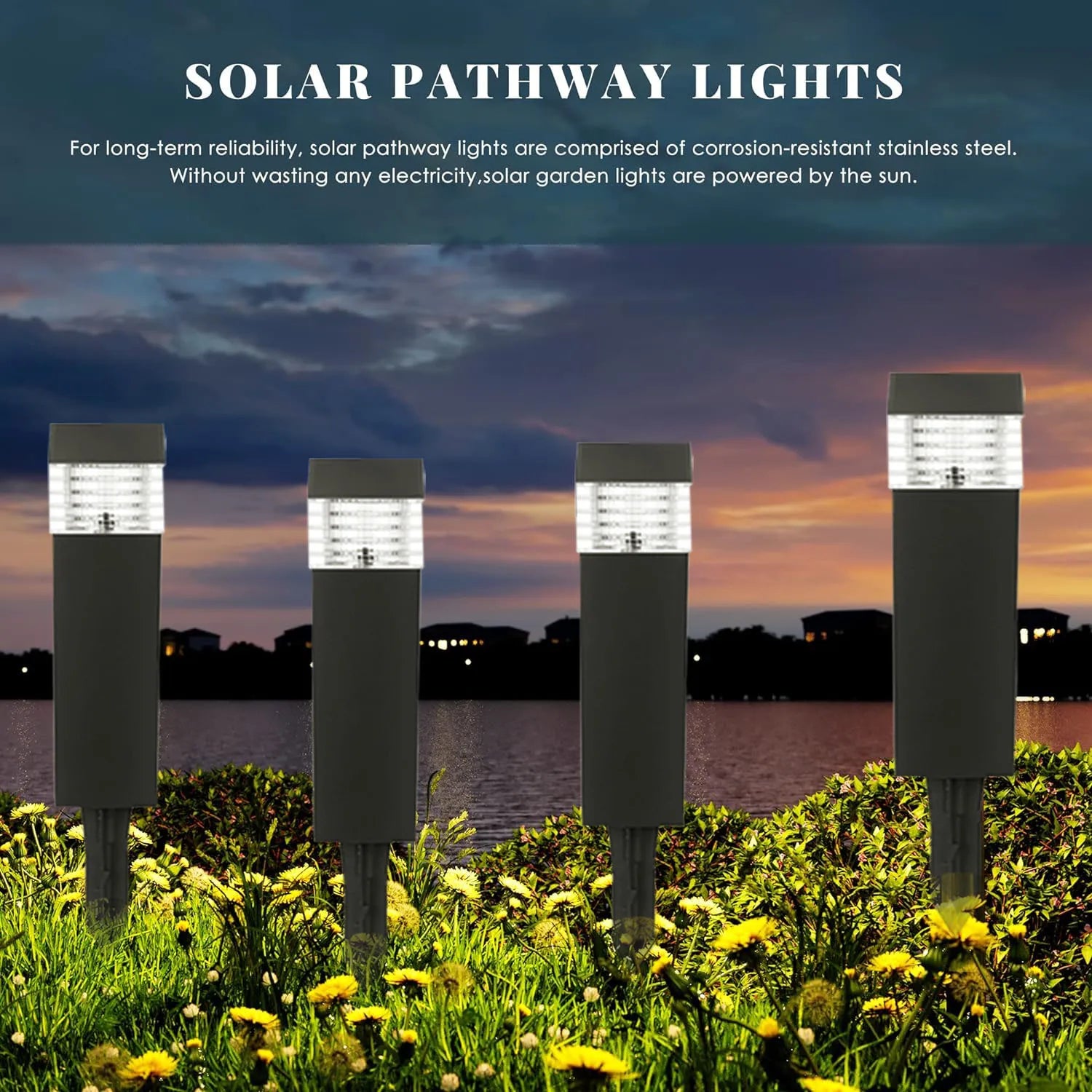 Luces solares para jardín, luces solares LED para caminos exteriores, iluminación paisajística impermeable IP65 para decoración de patios traseros, senderos y entradas de vehículos.