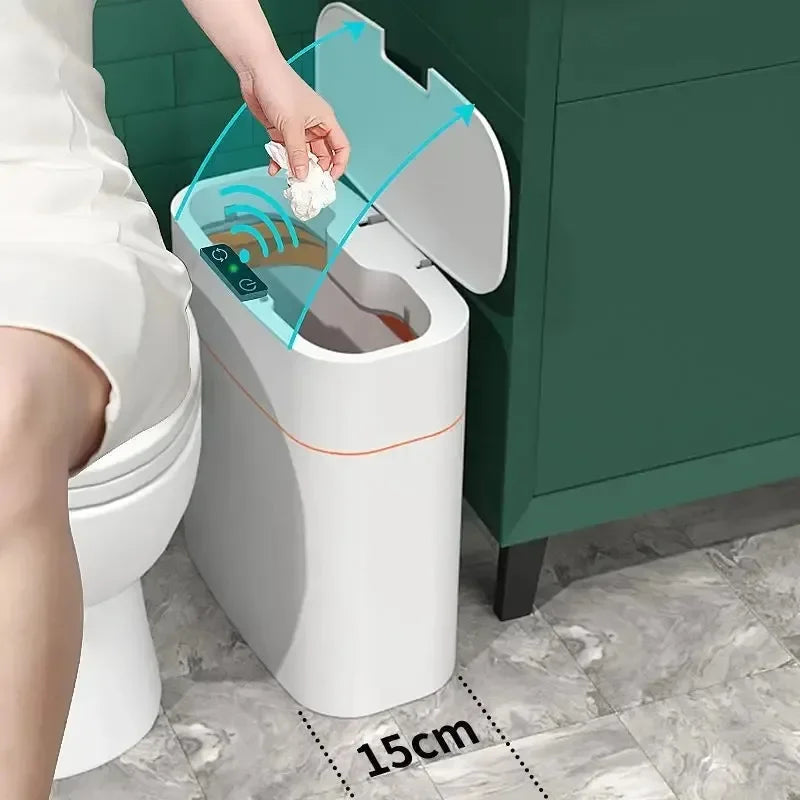 Cubo de basura inteligente para salón, baño y dormitorio, cubo de basura doméstico versátil con tapa de apertura mediante sensor eléctrico.