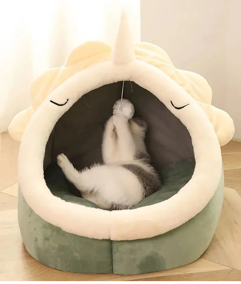 Cama para gatos Deep Sleep con diseño de dibujos animados, cama plegable, extraíble y lavable para mascotas, ideal para perros pequeños. Cama tipo cueva para gatos.