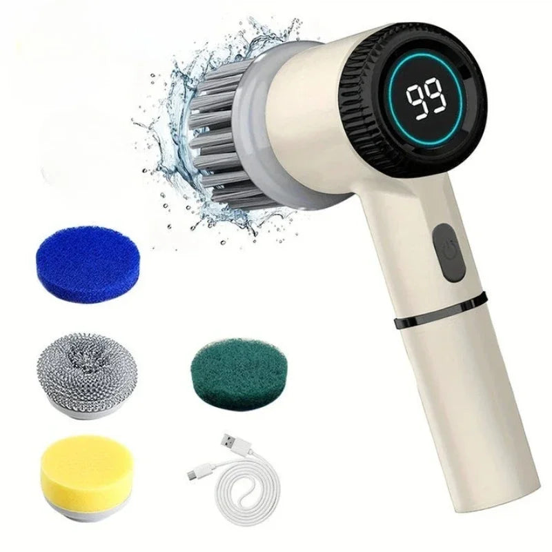 Nuevo cepillo de limpieza eléctrico multifuncional para cocina, baño e inodoro. Potente y portátil. Pantalla LED.