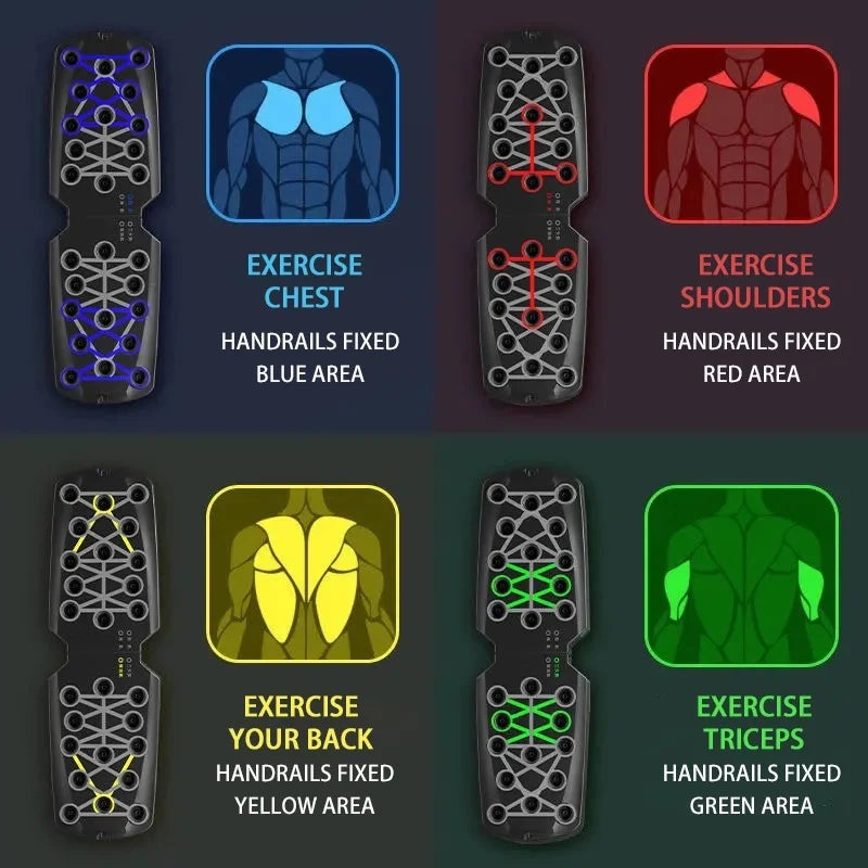 Juego de tabla de flexiones multifuncional portátil con asas, plegable, para entrenamiento de pecho, abdomen, brazos y espalda.