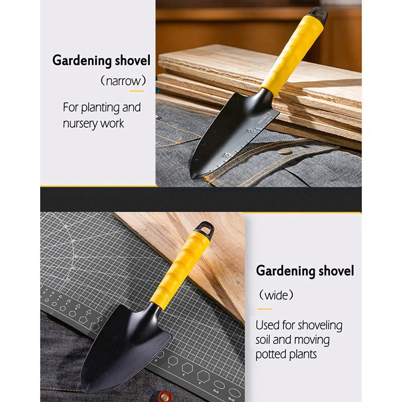 Juego de herramientas multifuncionales para jardín: pala de mano, azada, rastrillo, paleta. Herramientas de jardinería para el hogar, ideales para el trasplante de flores y suculentas.