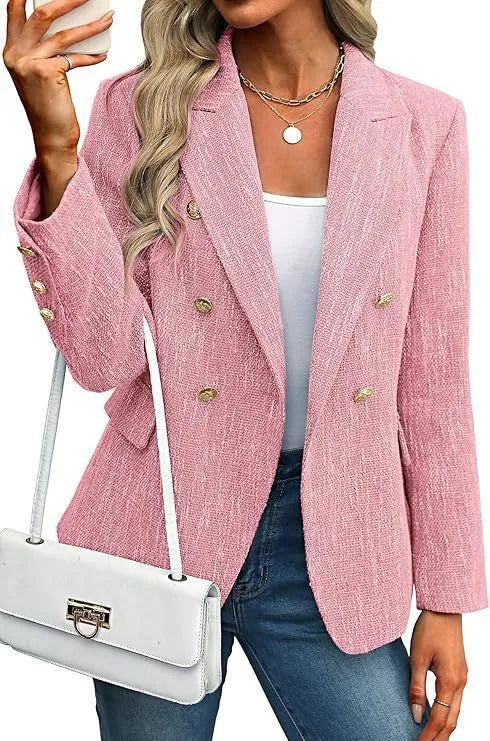 Traje de mujer de nueva tendencia de moda 2026, básico, ajustado, versátil, de color liso, sencillo, para la oficina o para ir al trabajo.