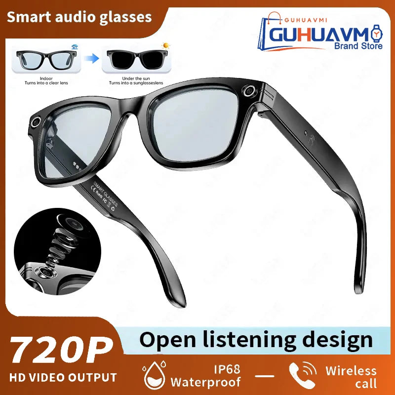 Gafas inteligentes con IA, 800 W, estabilización de imagen, cámara HD, grabación de vídeo, traducción de idiomas, Bluetooth, llamadas y reproducción de música. Para hombre y mujer.