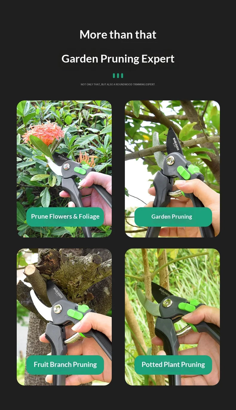 Juego de herramientas de poda para jardín: tijeras de podar, podadoras, tijeras de poda para arbustos, tijeras de poda para ramas, tijeras de poda para huertos y horticultura.