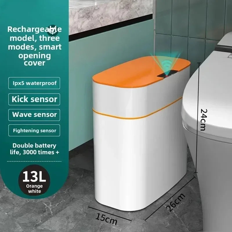 Cubo de basura inteligente para salón, baño y dormitorio, cubo de basura doméstico versátil con tapa de apertura mediante sensor eléctrico.