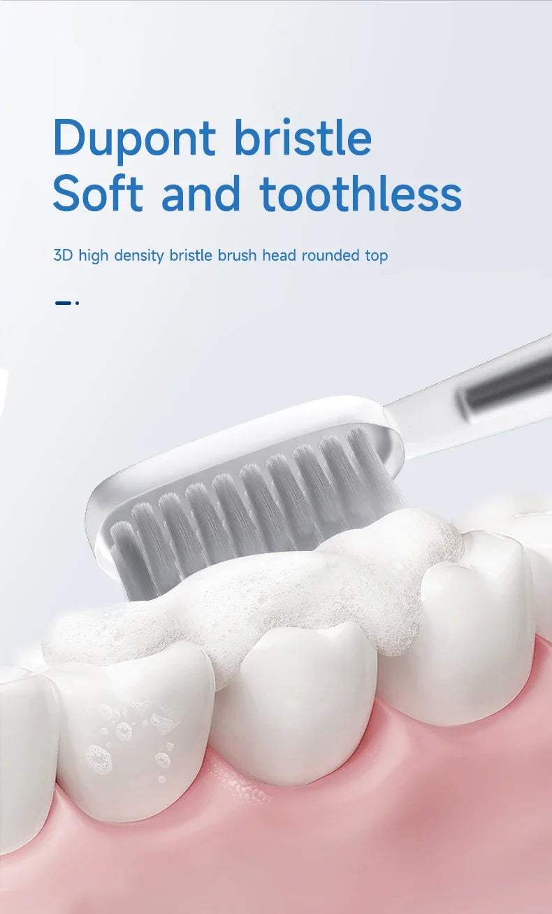 Cepillo de dientes eléctrico con cuerpo de metal fino.