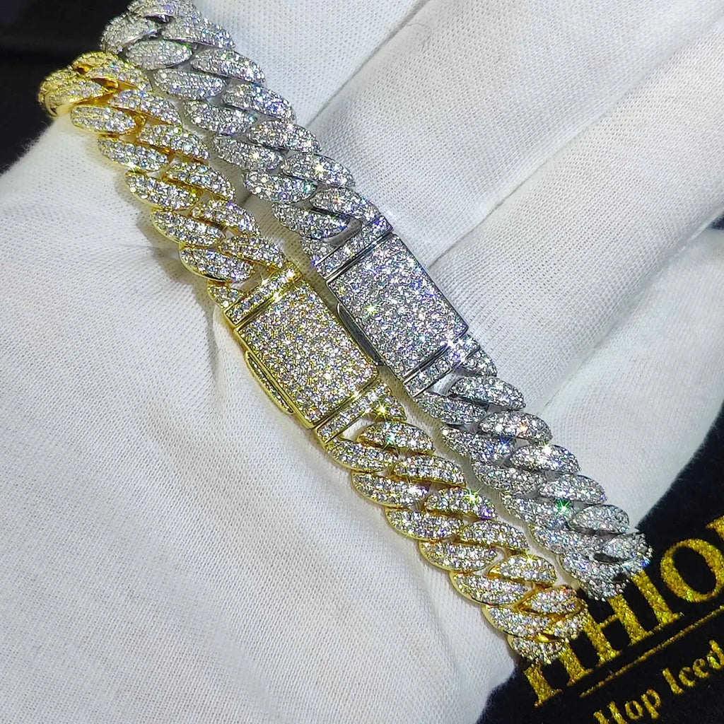 Pulsera cubana de eslabones con circonitas cúbicas de lujo, dos filas de circonitas y cobre, estilo Miami Cuban Bracelet, con incrustaciones de circonitas, estilo hip hop, para hombres y mujeres.