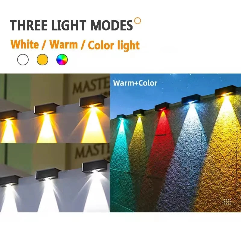 Luces solares LED para jardín, potentes y brillantes, para exteriores, con luz solar directa, IP65, lámpara de pared impermeable para patio, jardín, balcón y valla.