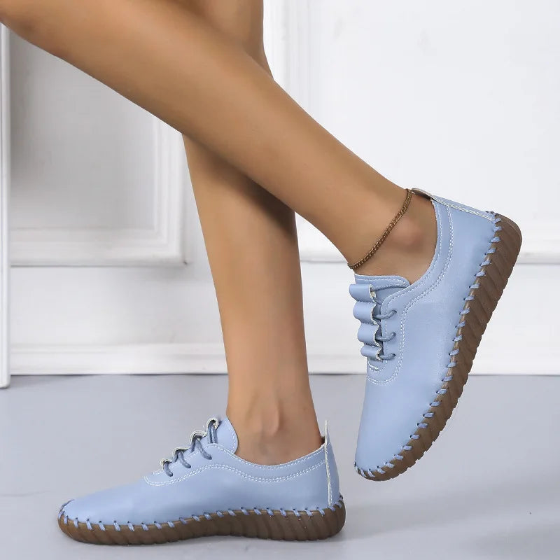 Zapatos planos para mujer 2025, nuevos, hechos a mano, zapatillas deportivas para mujer, zapatos casuales de moda para mamá, mocasines cómodos para mujer, tallas grandes 35-43.