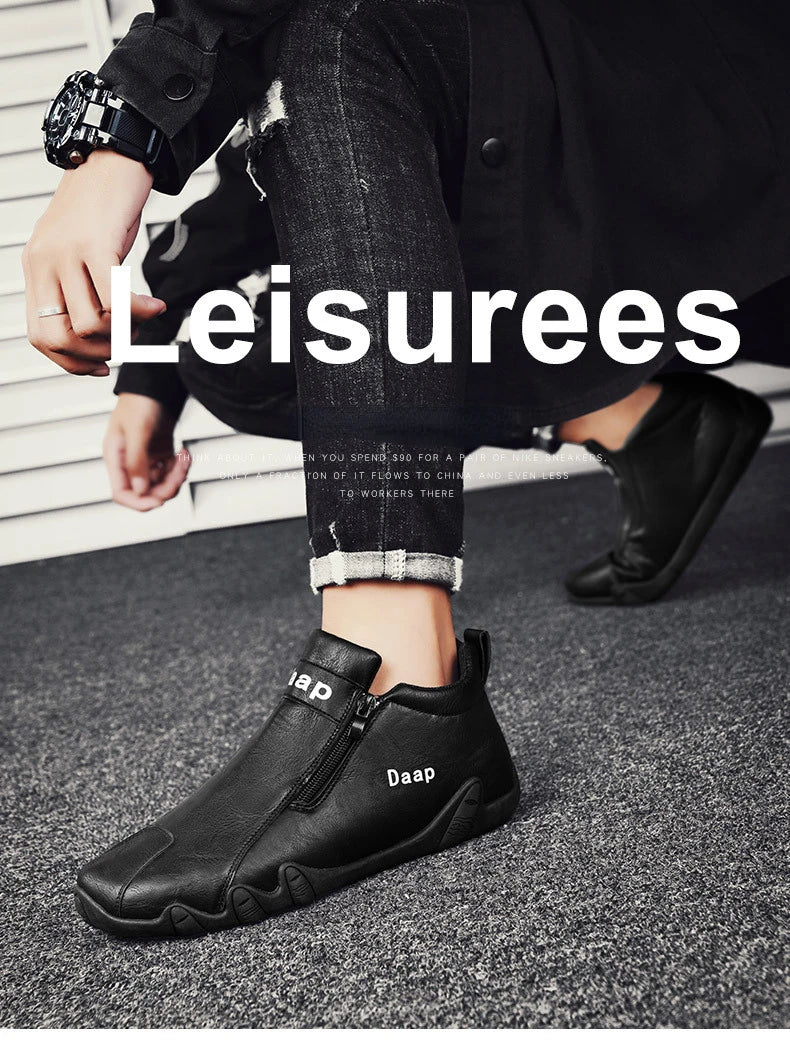 Zapatos casuales nuevos para hombre 2024, botines de lujo con punta redonda, zapatos ligeros sin cordones para caminar, zapatillas altas cómodas para hombre, ideales para actividades al aire libre.