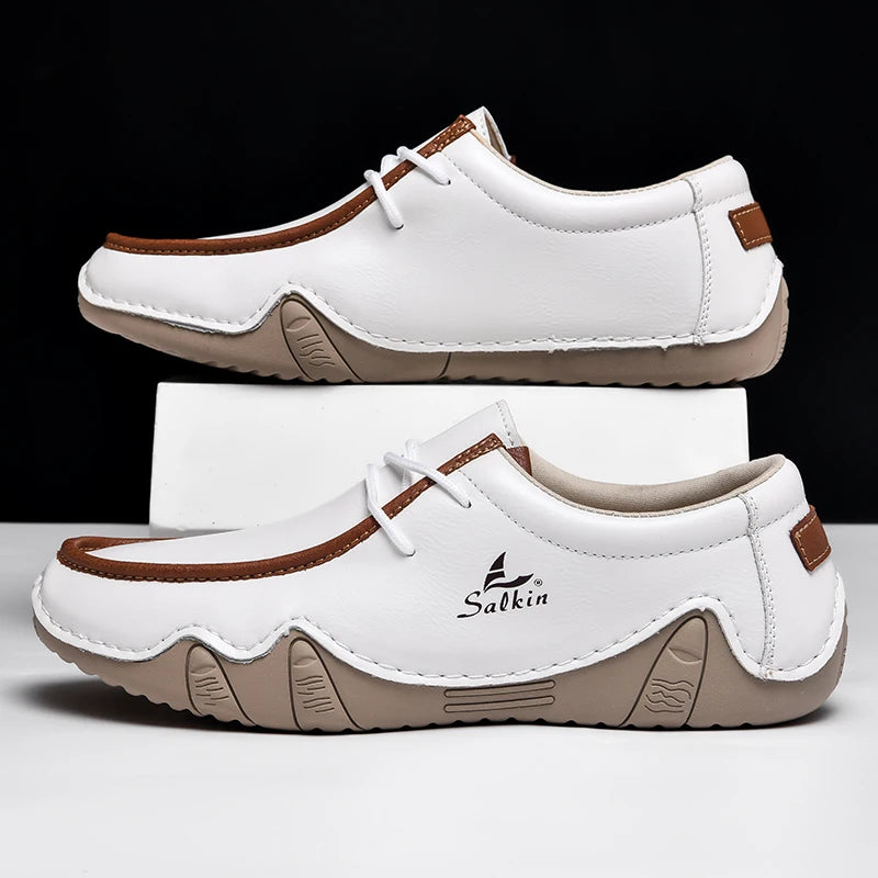 Zapatillas de moda para mujer, hechas a mano, de cuero, estilo casual, con plataforma, mocasines, transpirables, para conducir, tallas grandes.